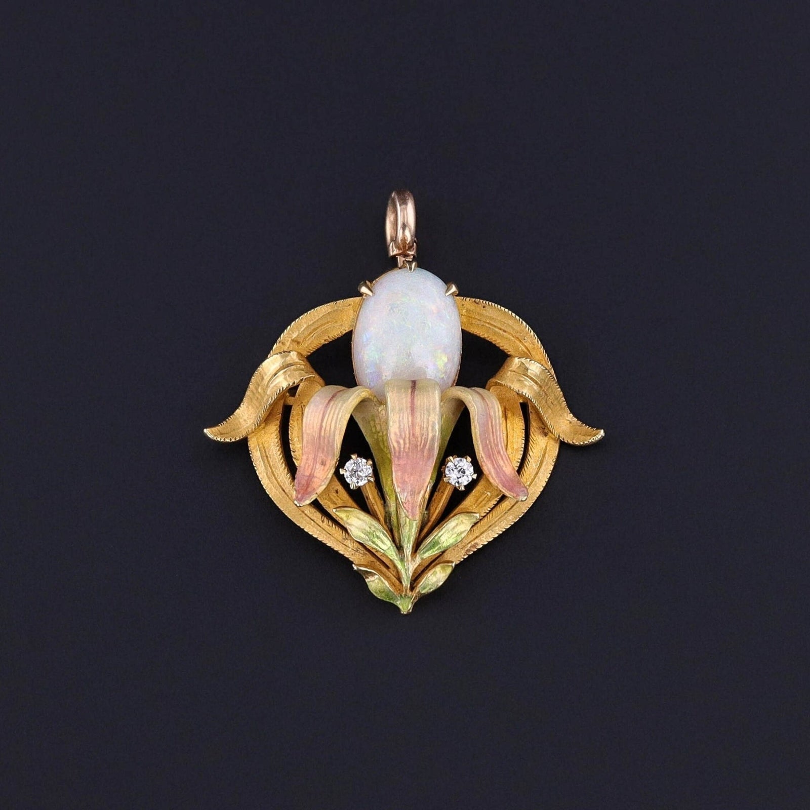 Antique Opal Flower Pendant of 14k Gold - Trademark Antiques