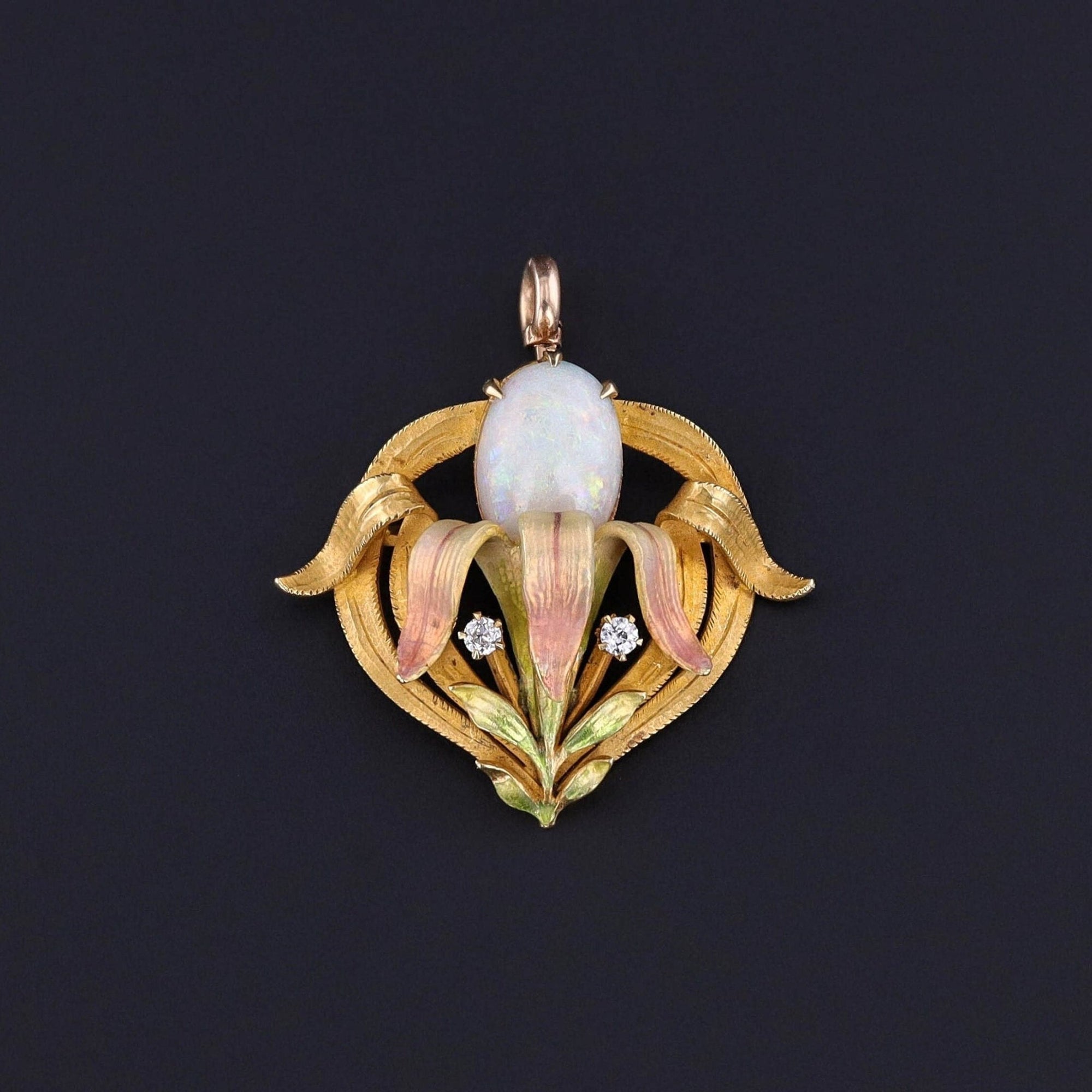 Antique Opal Flower Pendant of 14k Gold - Trademark Antiques