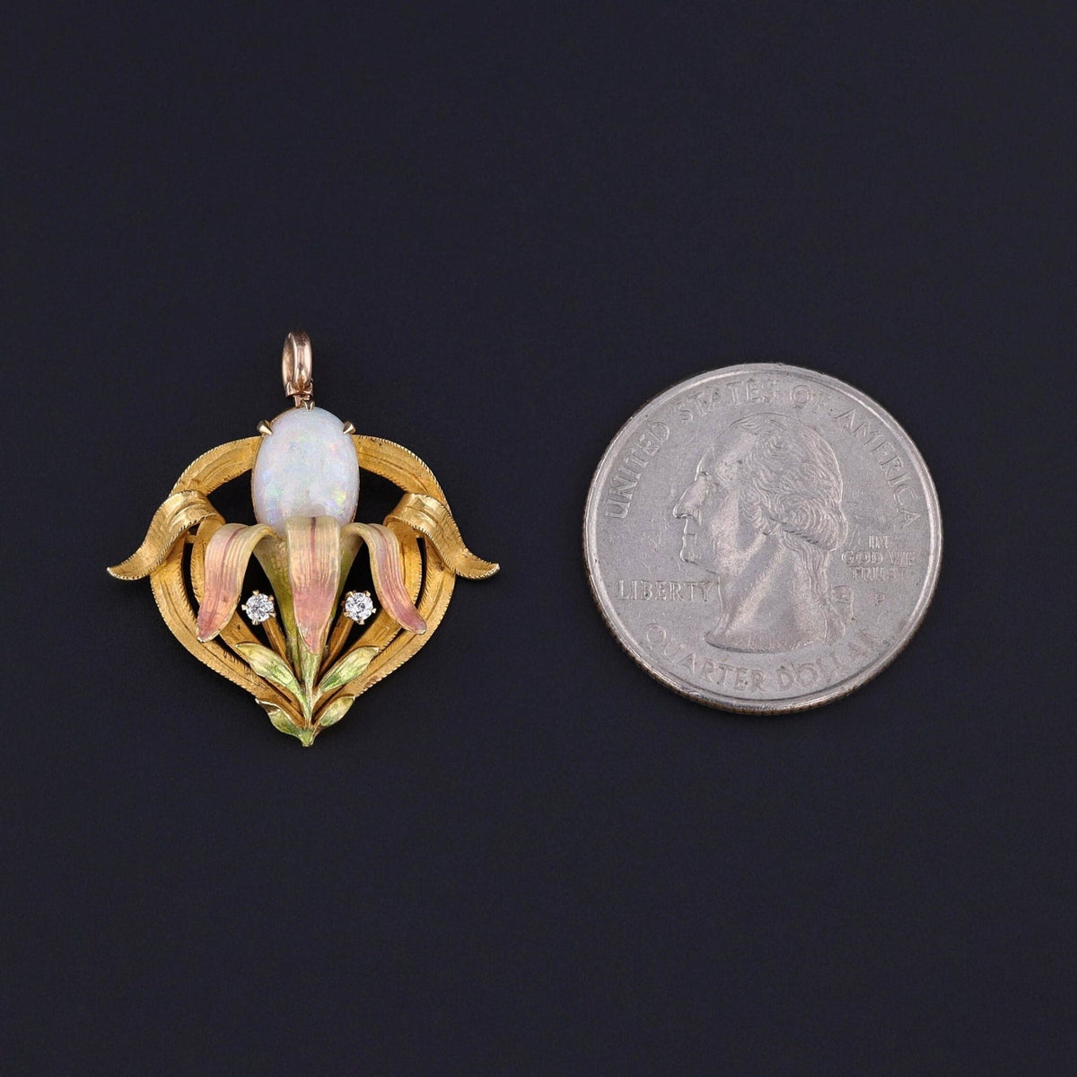 Antique Opal Flower Pendant of 14k Gold - Trademark Antiques