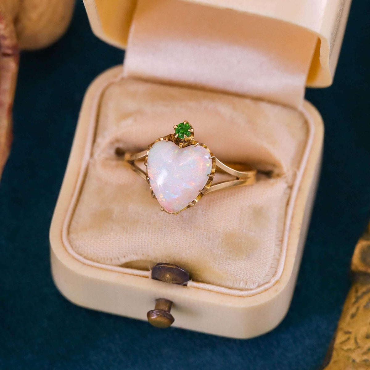 Antique Opal Heart Ring of 18k and 14k Gold - Trademark Antiques