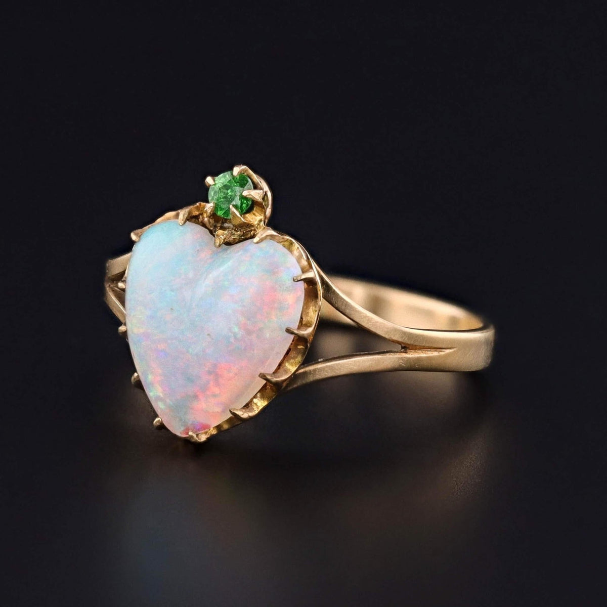 Antique Opal Heart Ring of 18k and 14k Gold - Trademark Antiques