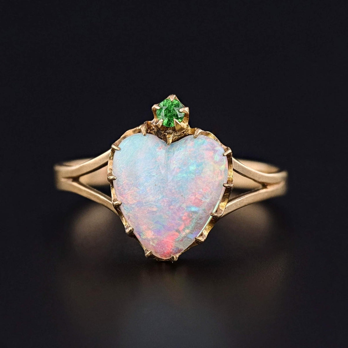 Antique Opal Heart Ring of 18k and 14k Gold - Trademark Antiques