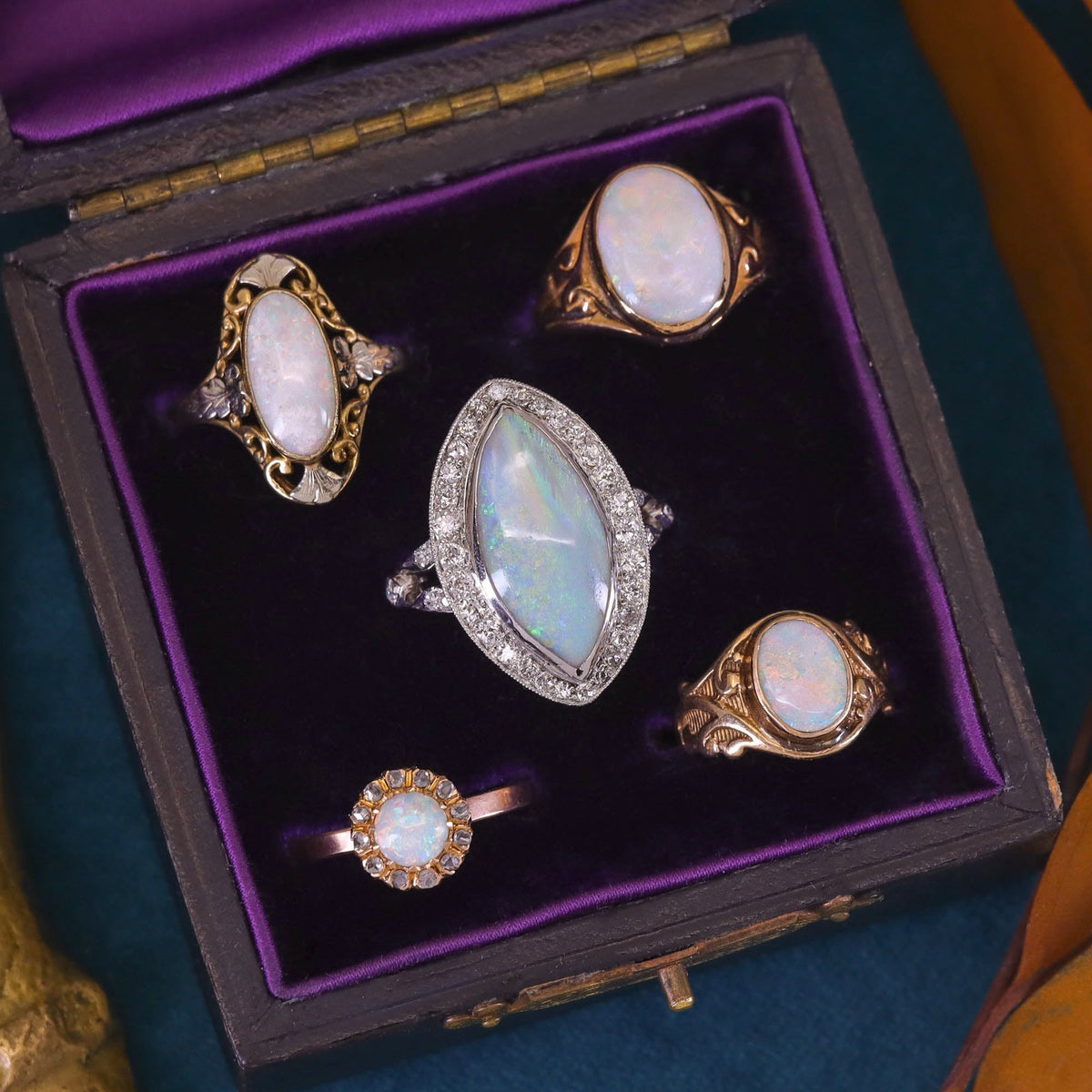 Antique Opal Ring of 14k Yellow and 18k White Gold - Trademark Antiques
