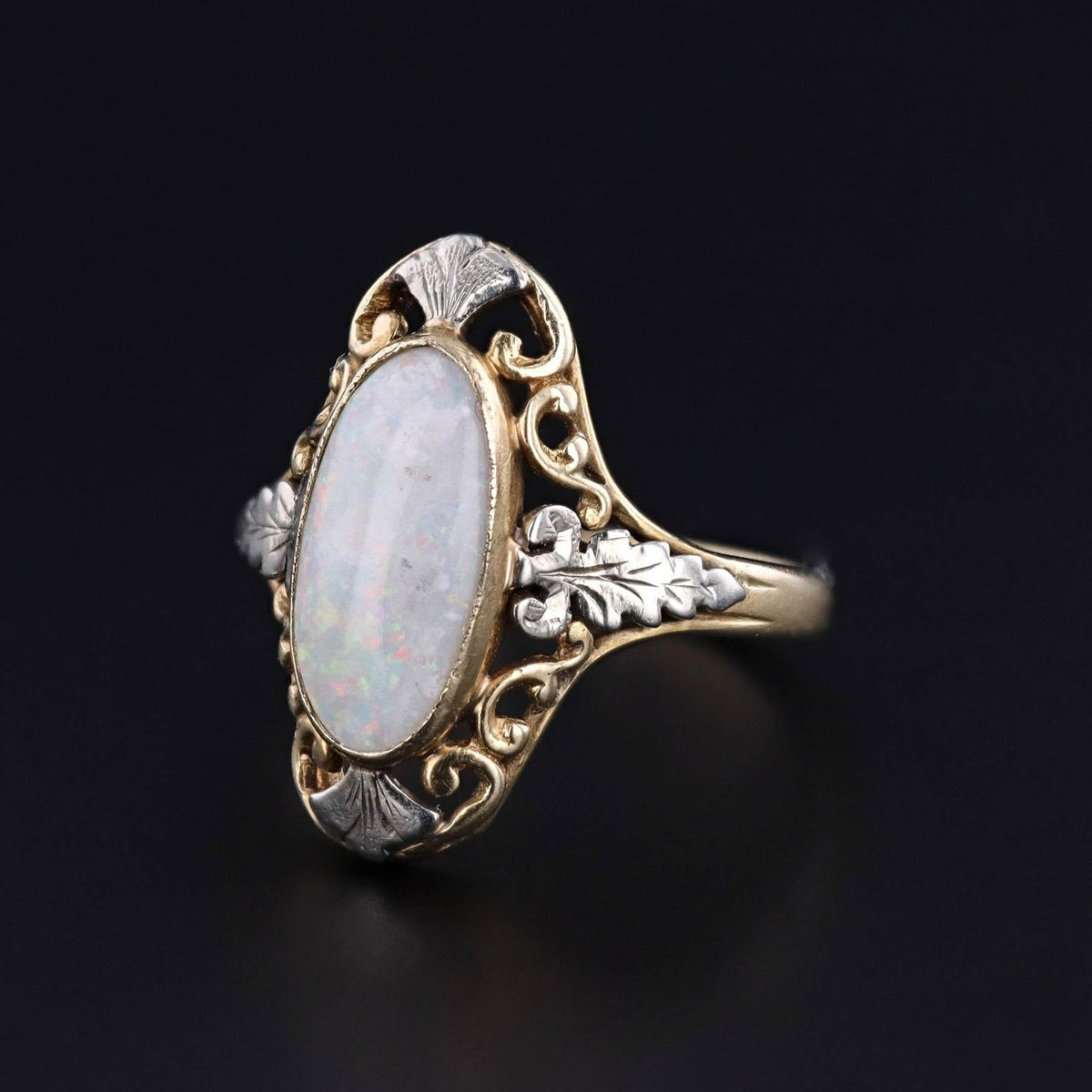 Antique Opal Ring of 14k Yellow and 18k White Gold - Trademark Antiques