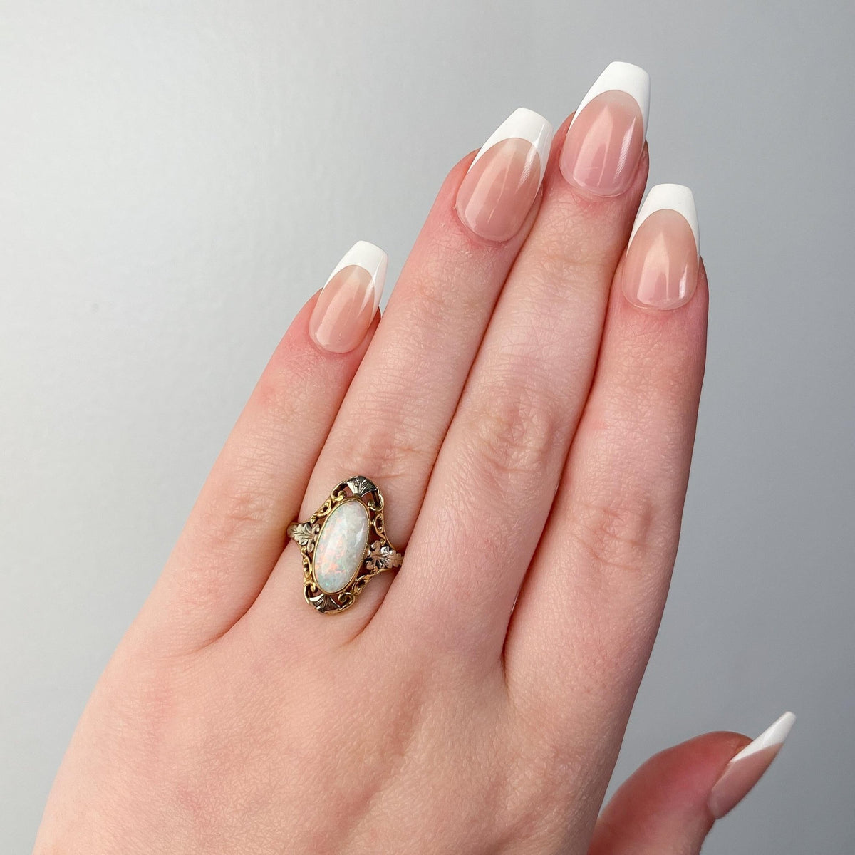 Antique Opal Ring of 14k Yellow and 18k White Gold - Trademark Antiques