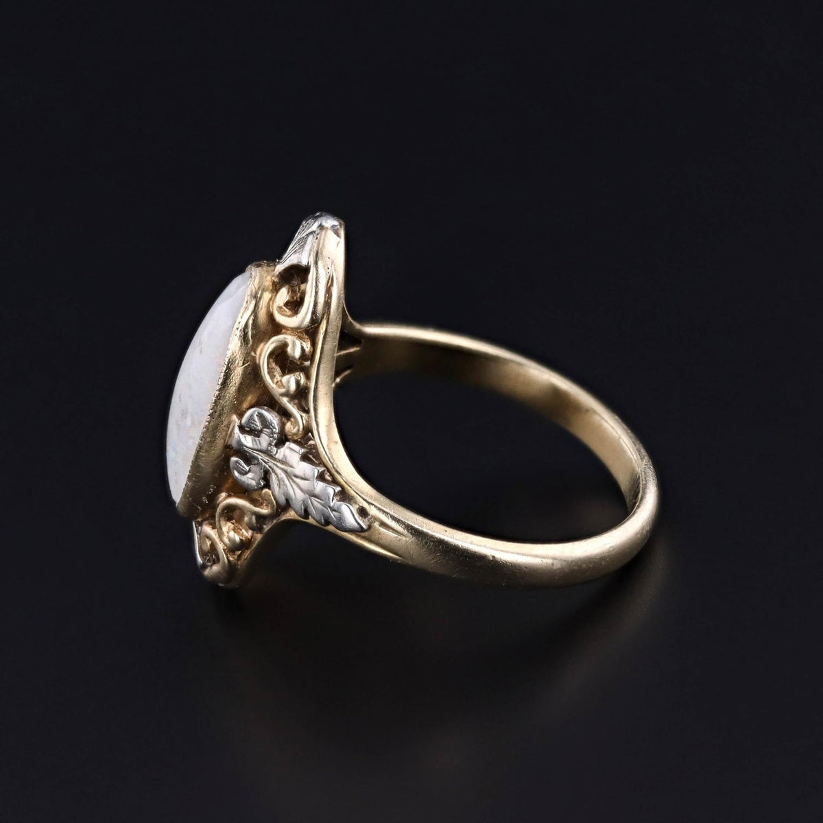 Antique Opal Ring of 14k Yellow and 18k White Gold - Trademark Antiques