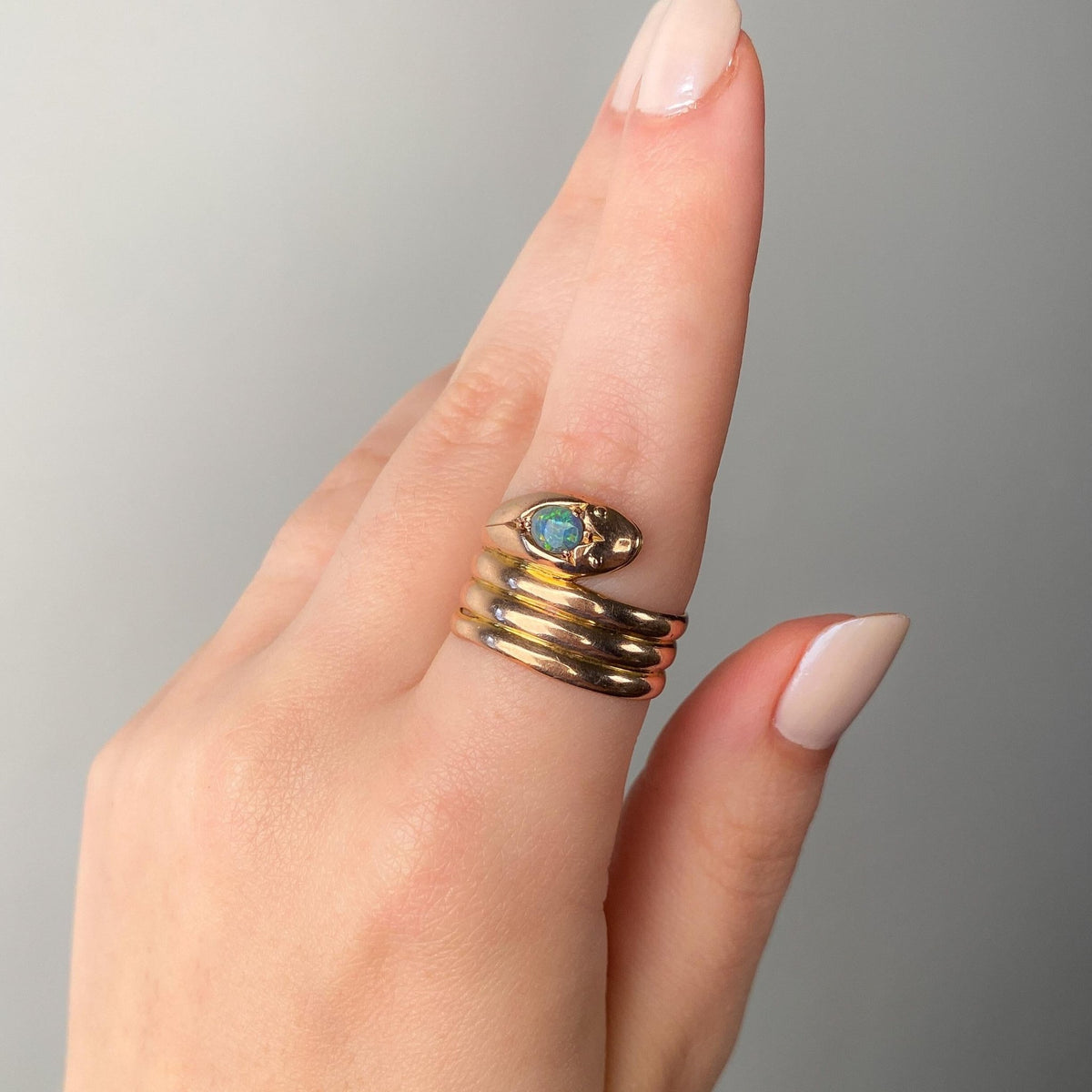 Antique Opal Snake Ring of 9ct Gold - Trademark Antiques