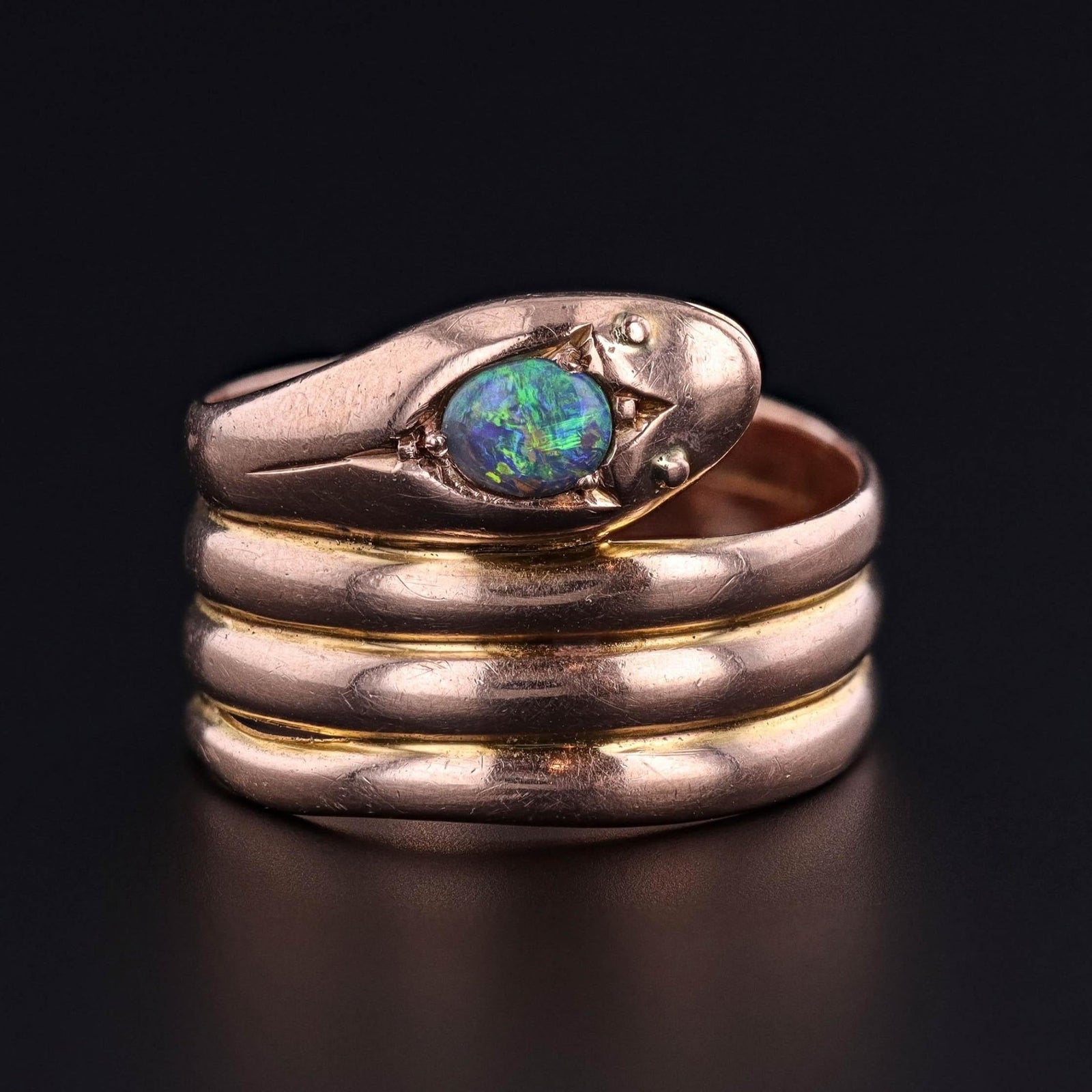 Antique Opal Snake Ring of 9ct Gold - Trademark Antiques