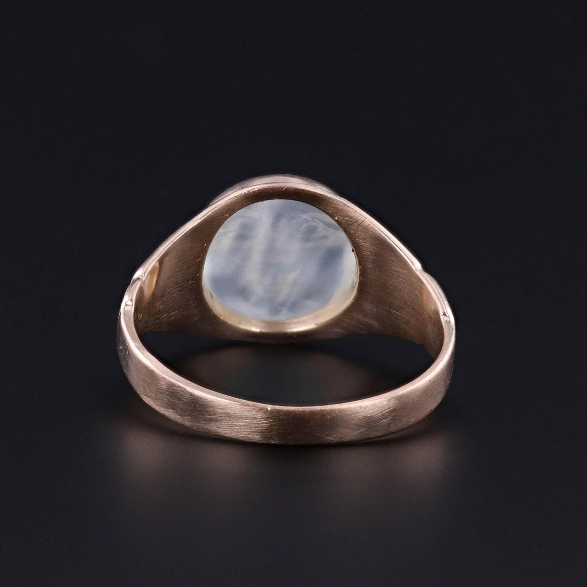 Antique Opalescent Glass Man in the Moon Ring of 8k Gold - Trademark Antiques