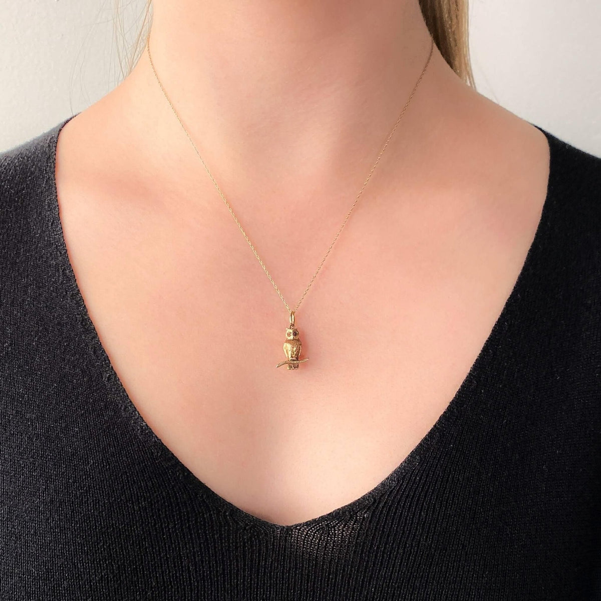 Antique Owl Charm of 14k Gold - Trademark Antiques