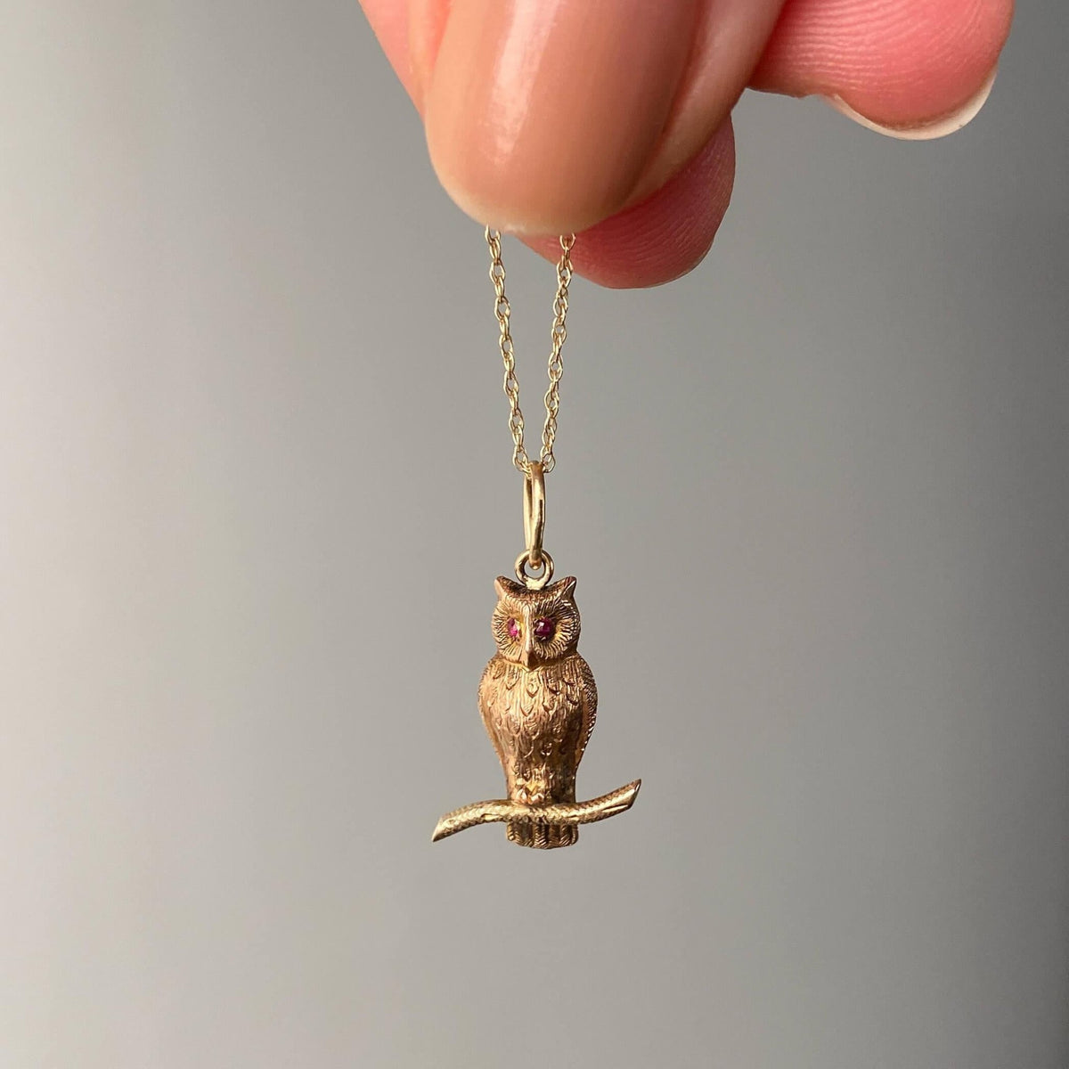 Antique Owl Charm of 14k Gold - Trademark Antiques