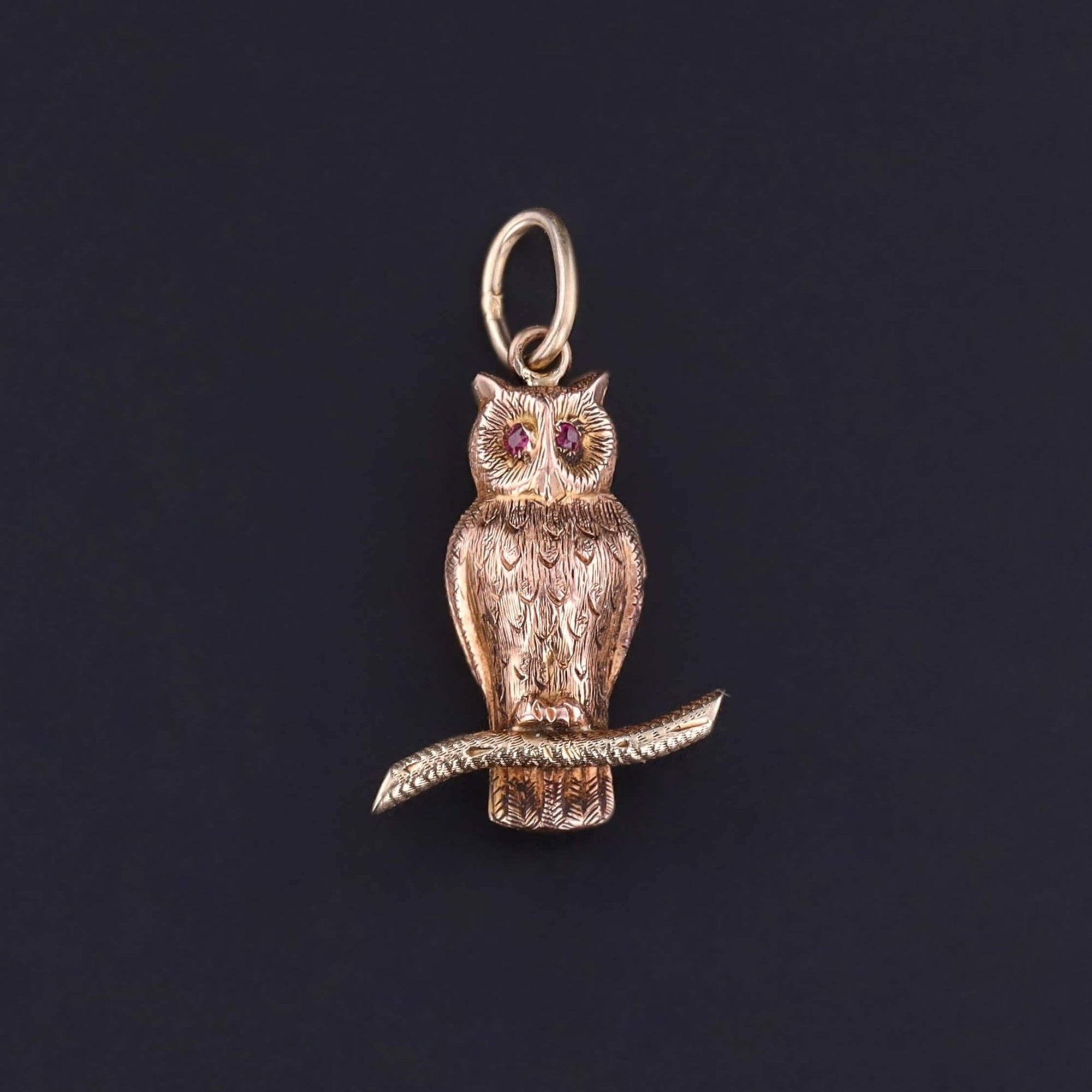 Antique Owl Charm of 14k Gold - Trademark Antiques