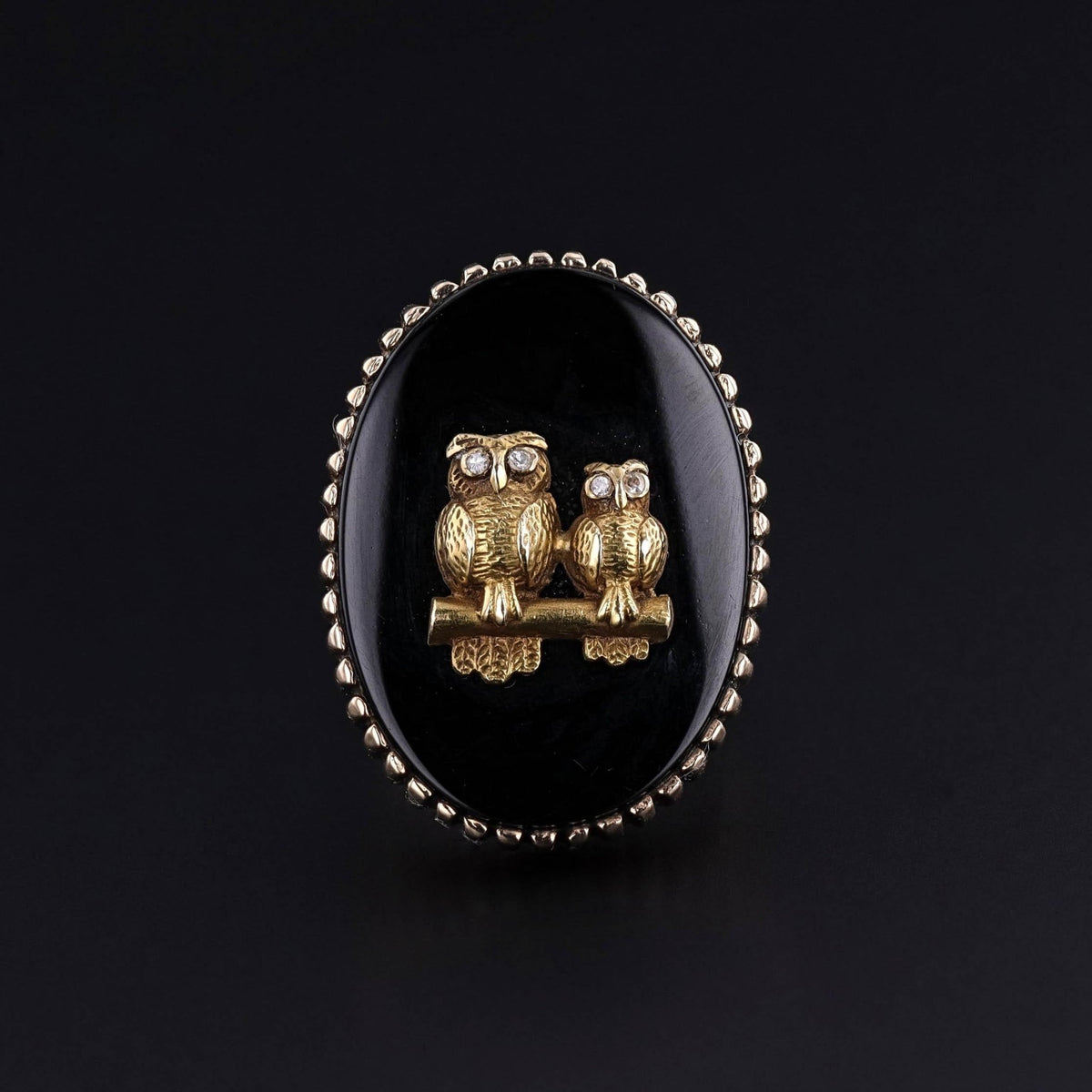 Antique Owl Onyx Ring of 10k Gold - Trademark Antiques