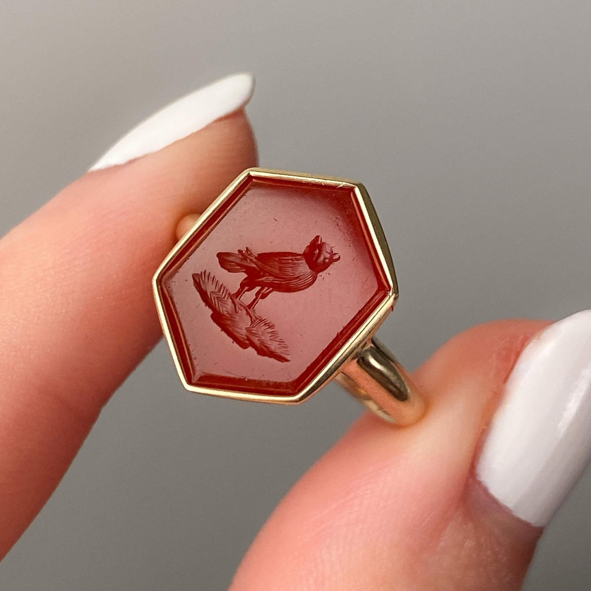 Antique Owl Signet Ring of 10k Gold - Trademark Antiques