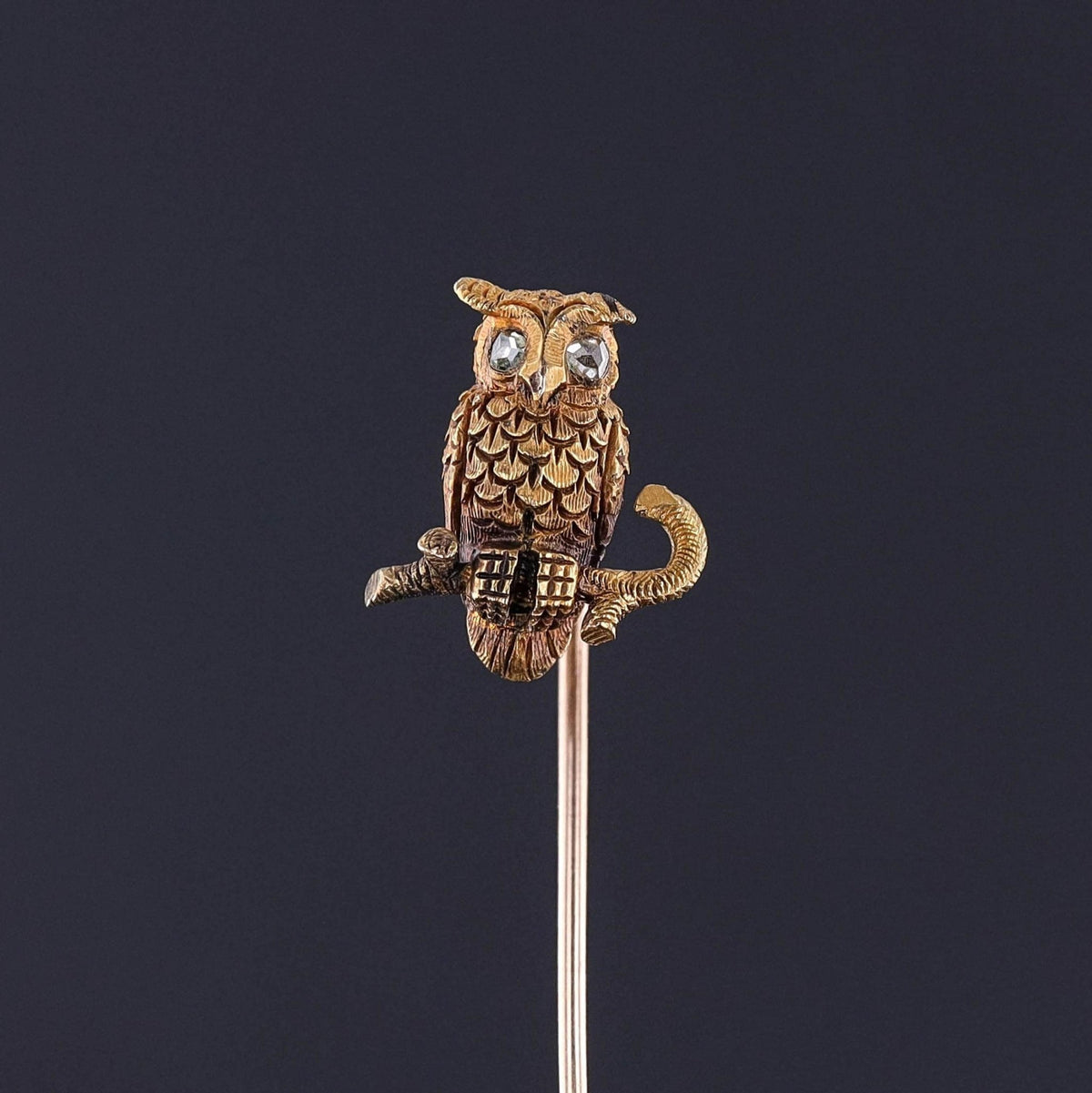 Antique Owl Stickpin of 14k Gold - Trademark Antiques