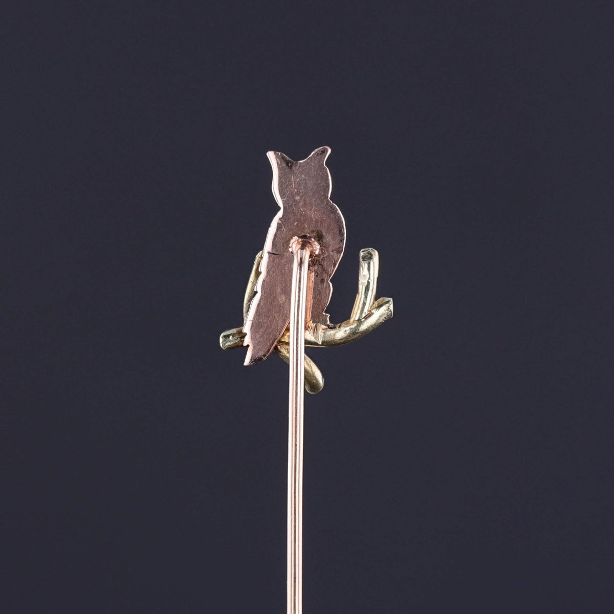 Antique Owl Stickpin of 14k Rose and Yellow Gold - Trademark Antiques