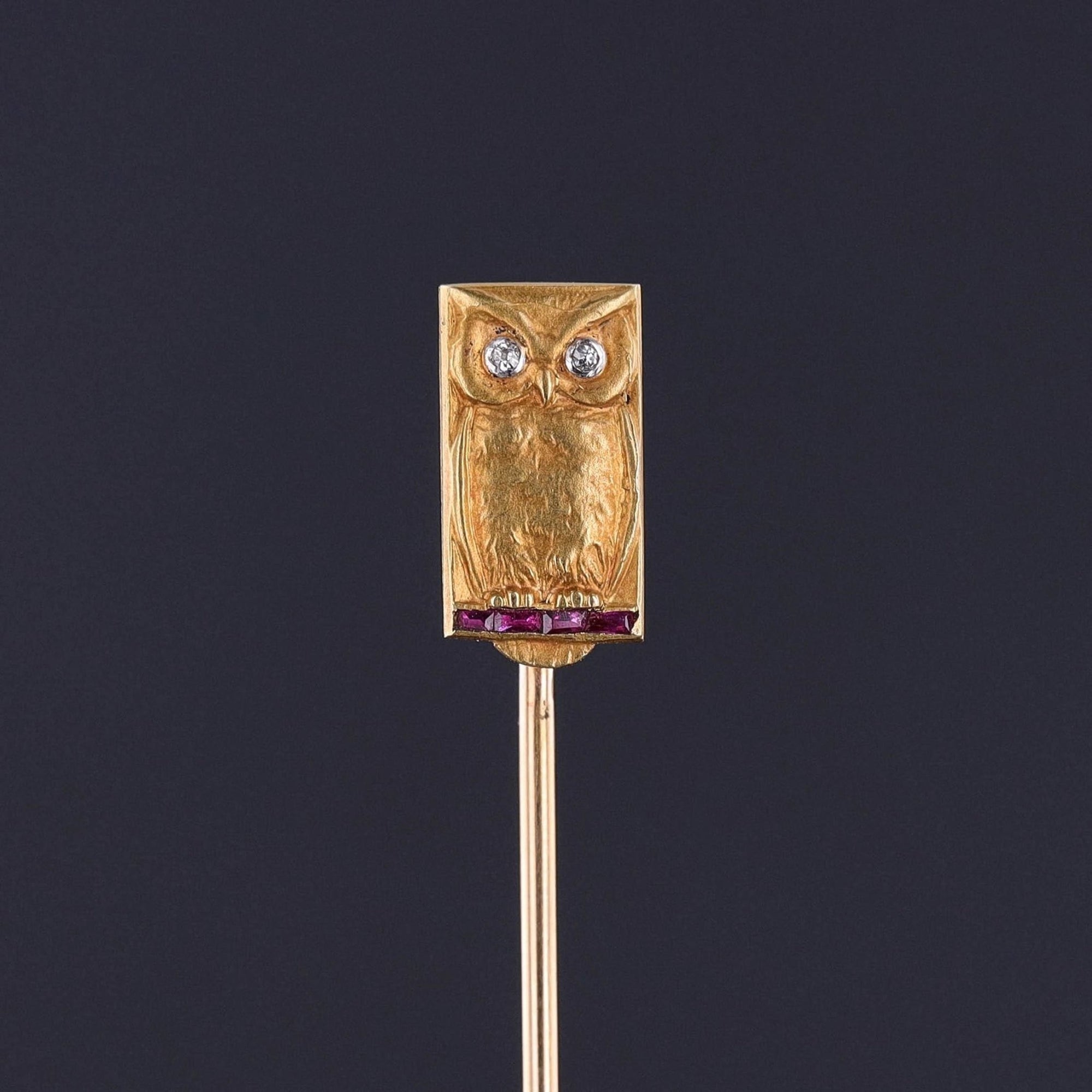 Antique Owl Stickpin of 18k Gold - Trademark Antiques