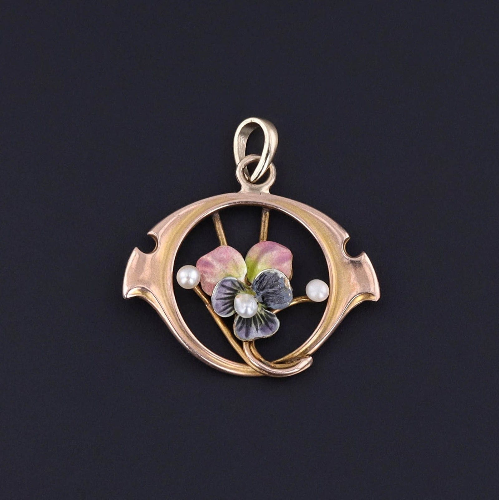Antique Pansy Conversion Pendant of 10k Gold - Trademark Antiques