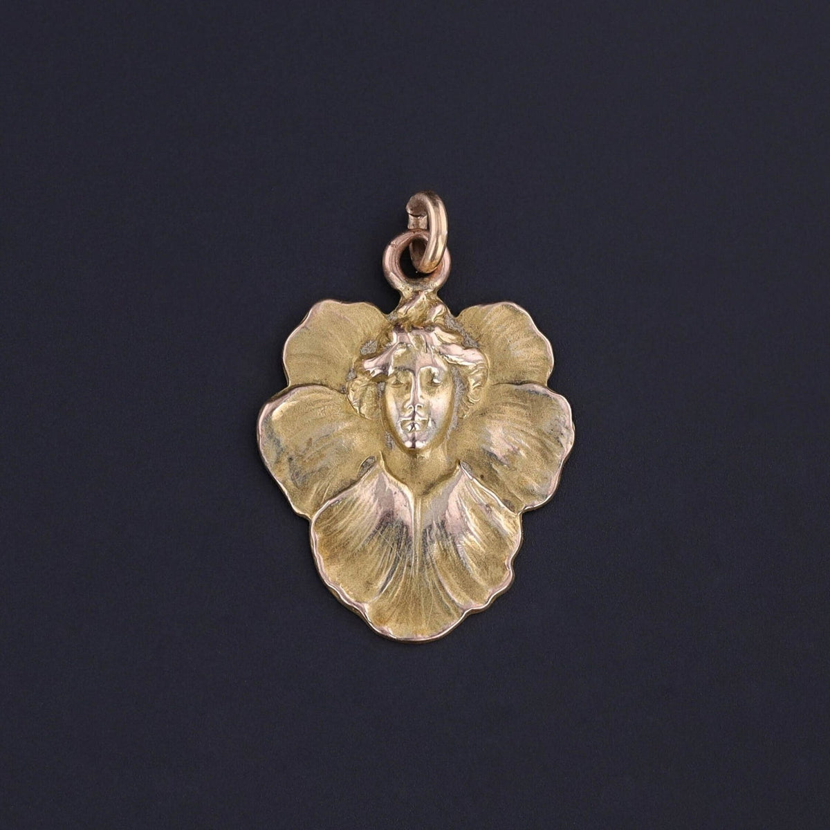 Antique Pansy Woman Charm of 10k Gold - Trademark Antiques