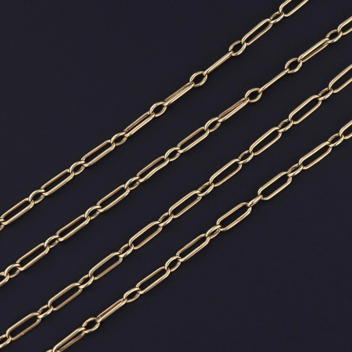 Antique Paperclip Link Lariat Watch Chain Necklace of 14k Gold - Trademark Antiques