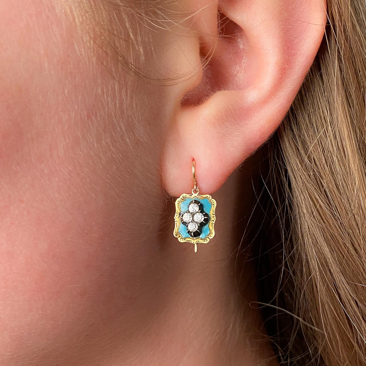 Antique Paste and Enamel Earrings of 14k and 18k Gold - Trademark Antiques