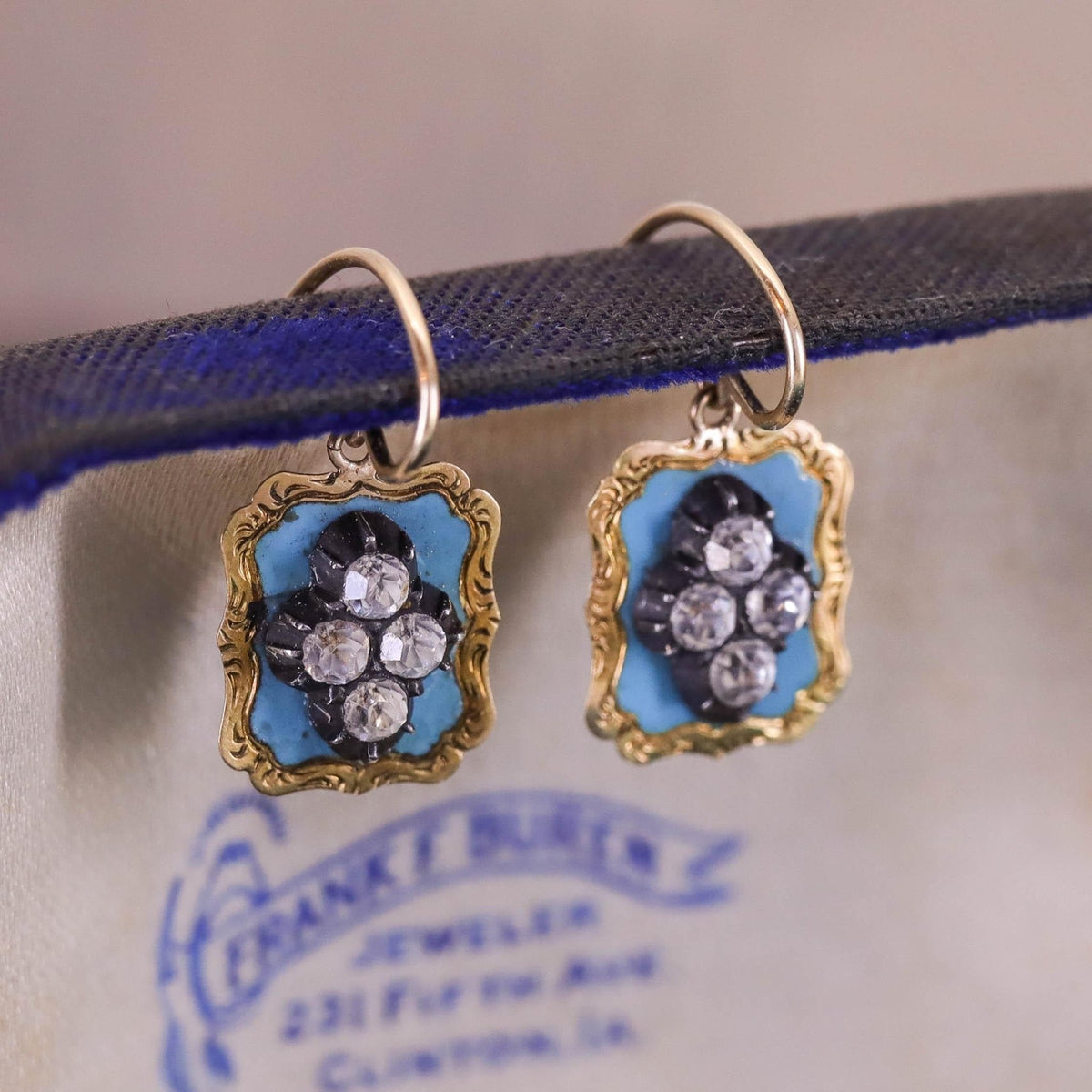 Antique Paste and Enamel Earrings of 14k and 18k Gold - Trademark Antiques