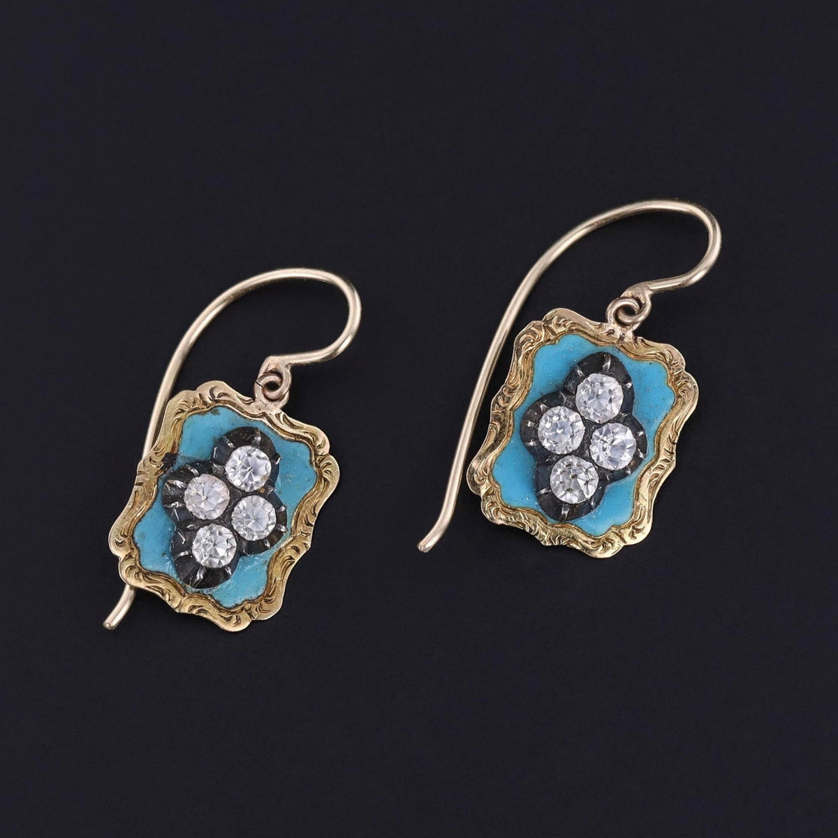 Antique Paste and Enamel Earrings of 14k and 18k Gold - Trademark Antiques