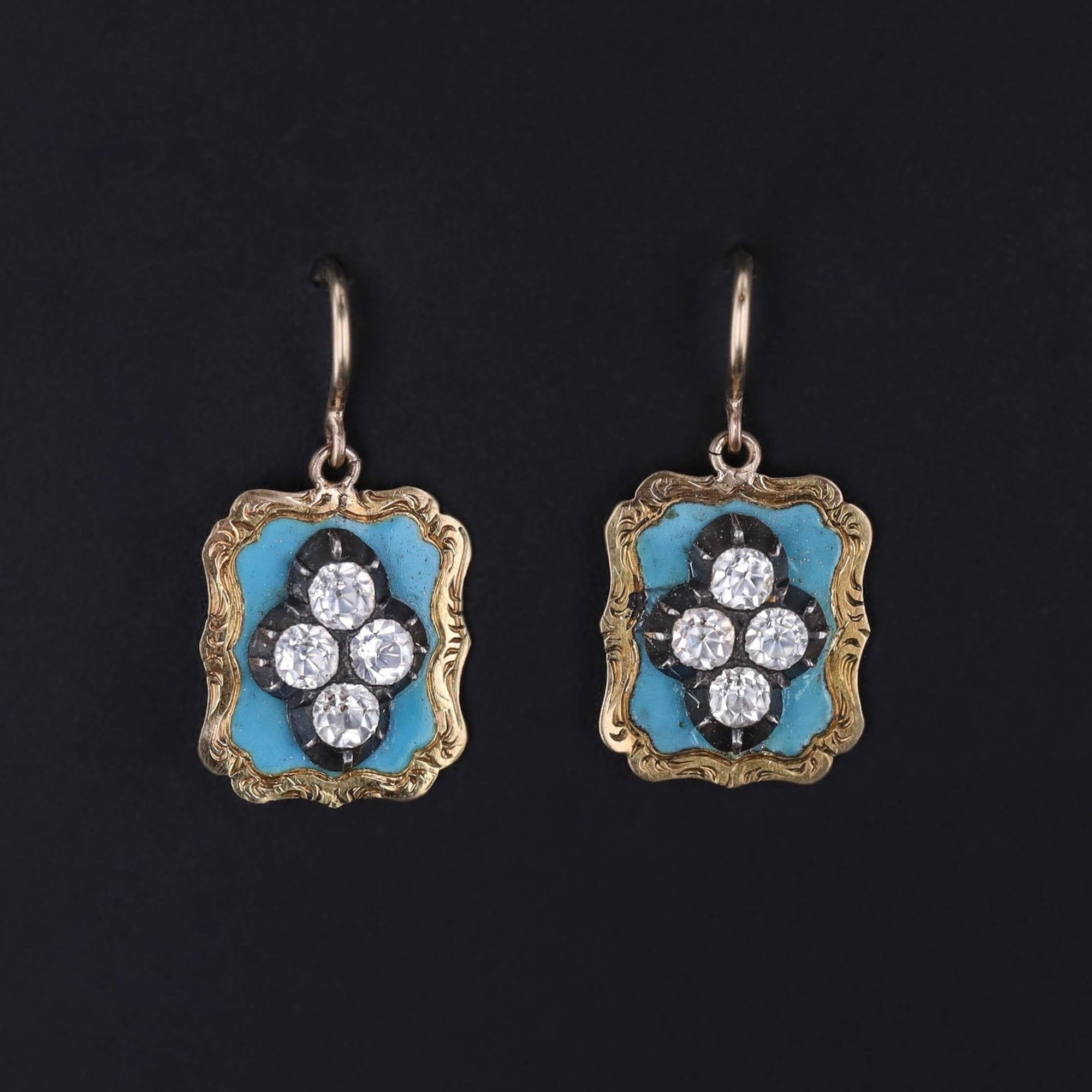 Antique Paste and Enamel Earrings of 14k and 18k Gold - Trademark Antiques