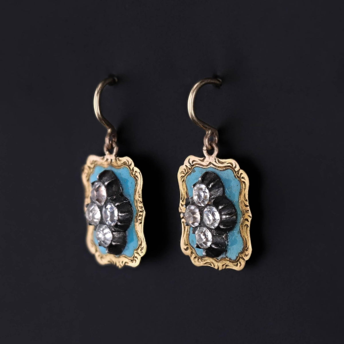 Antique Paste and Enamel Earrings of 14k and 18k Gold - Trademark Antiques