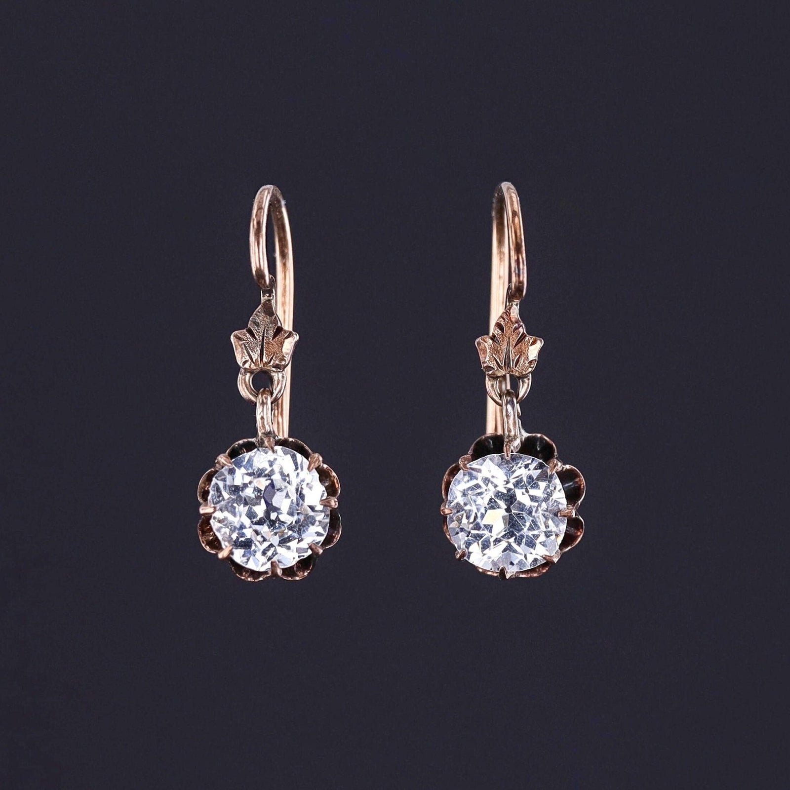 Antique Paste Earrings of 10k Gold - Trademark Antiques