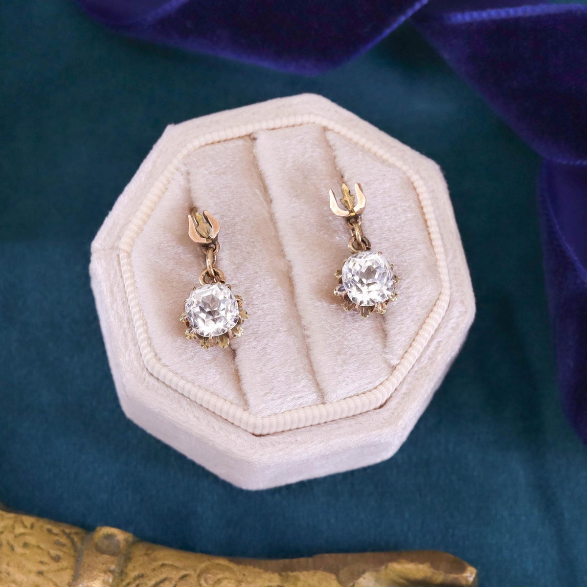 Antique Paste Earrings of 14k Gold - Trademark Antiques