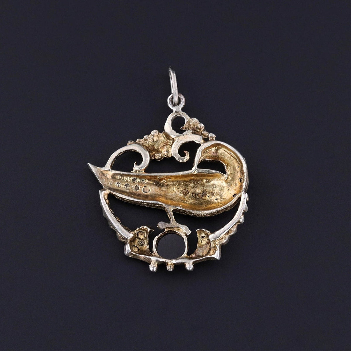 Antique Peacock Pendant with Opal and Marcasites - Trademark Antiques