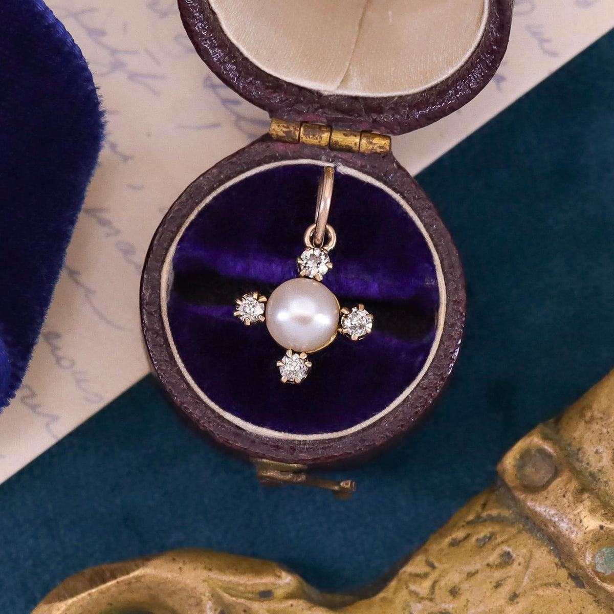 Antique Pearl and Diamond Charm of 18k Gold - Trademark Antiques