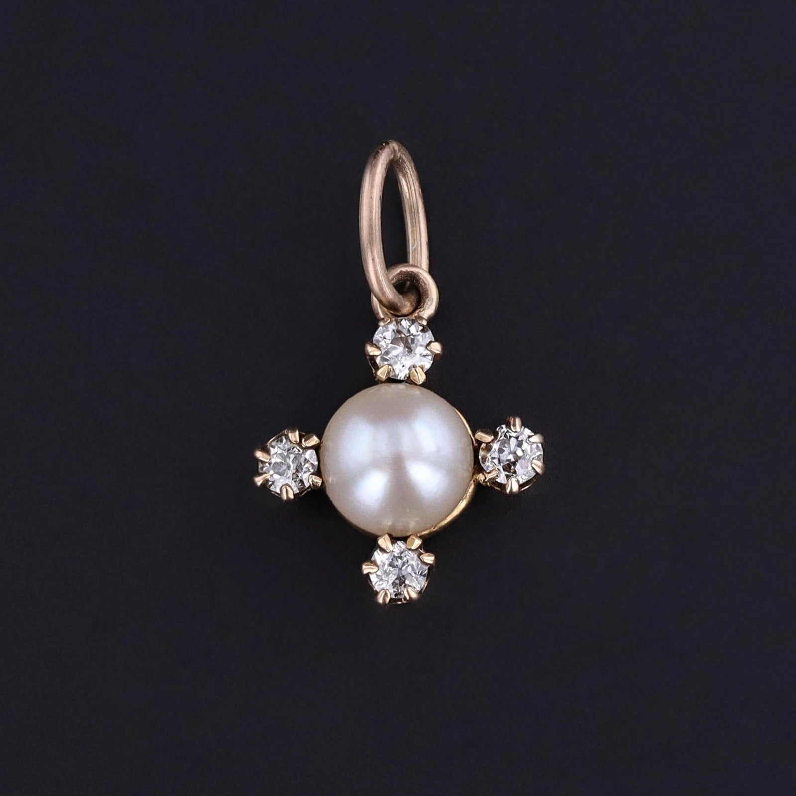 Antique Pearl and Diamond Charm of 18k Gold - Trademark Antiques