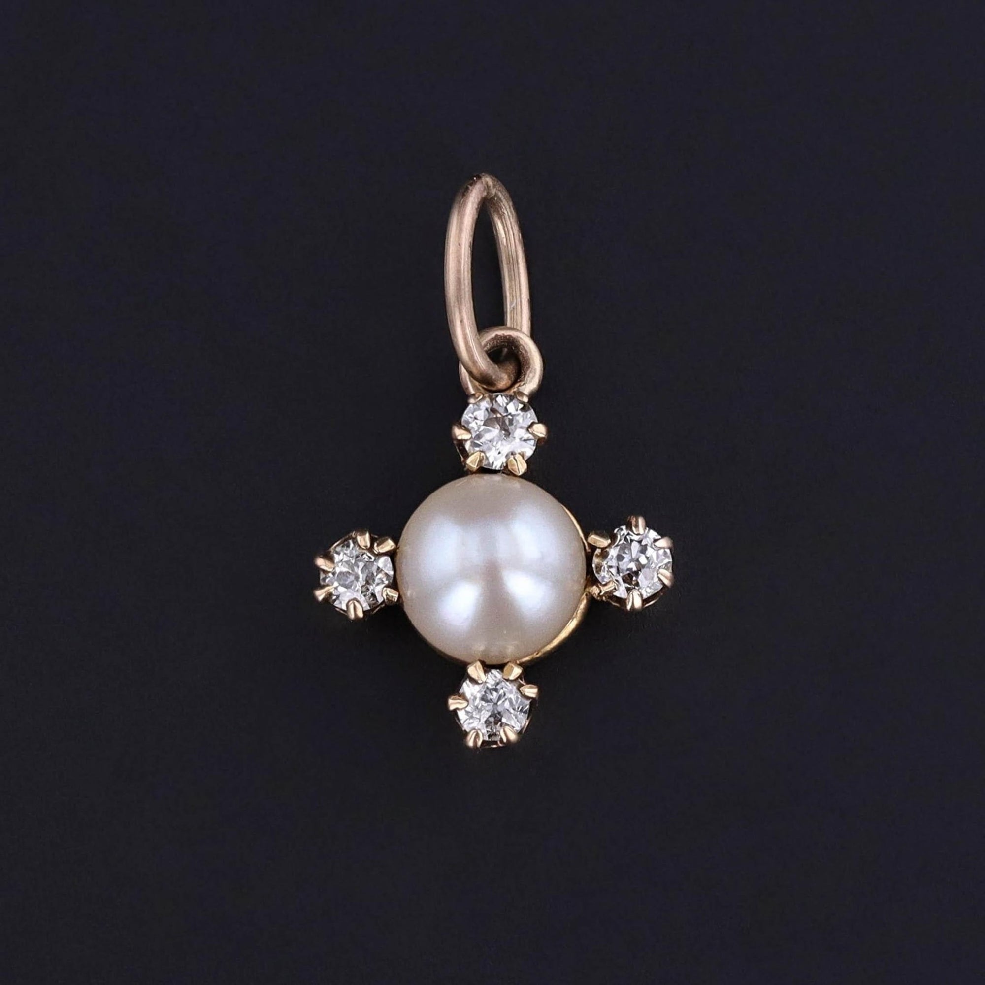 Antique Pearl and Diamond Charm of 18k Gold - Trademark Antiques