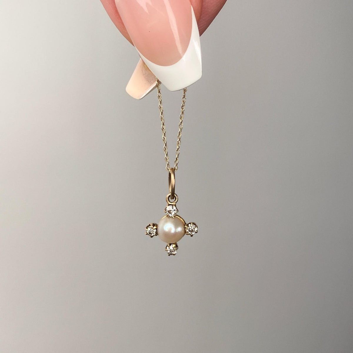 Antique Pearl and Diamond Charm of 18k Gold - Trademark Antiques