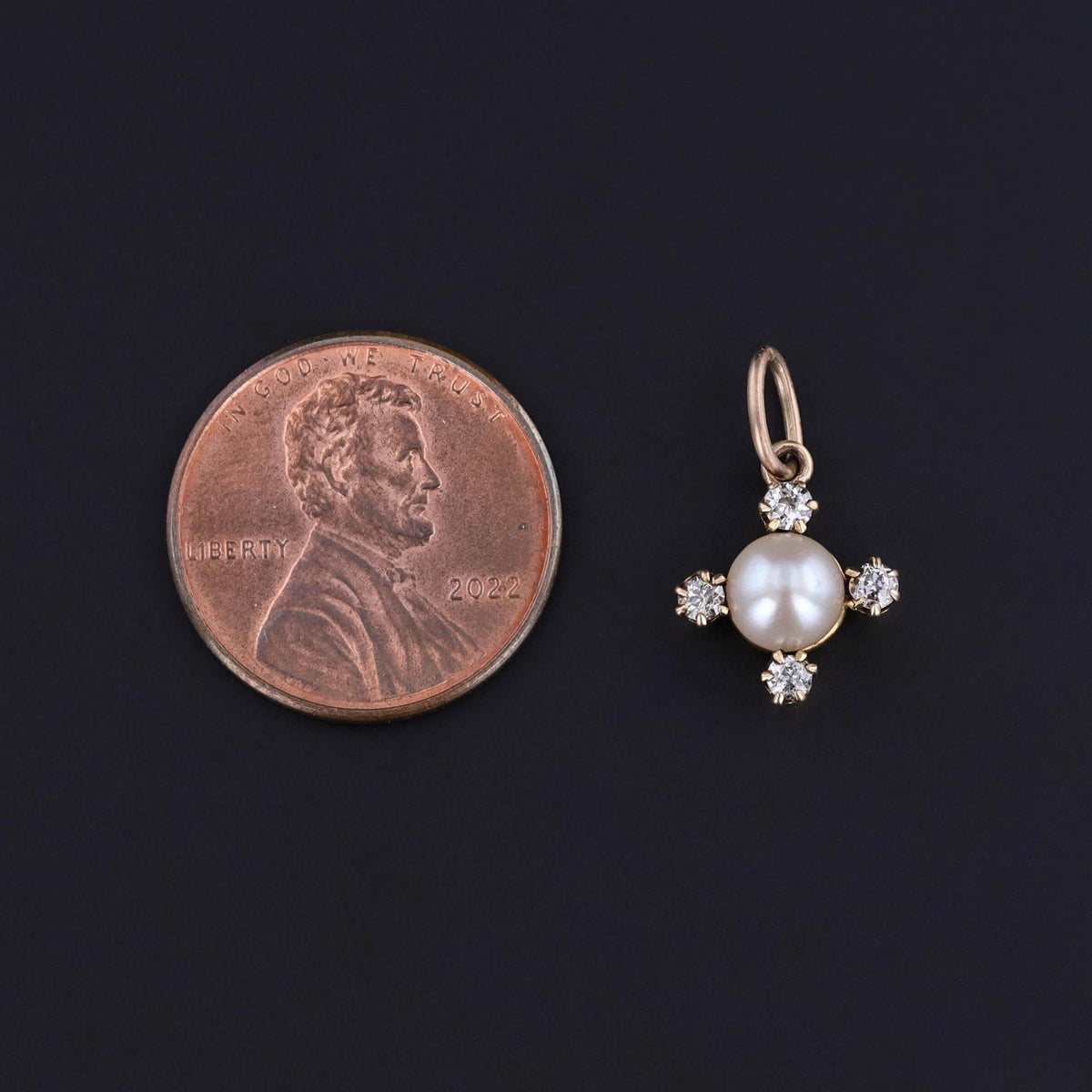 Antique Pearl and Diamond Charm of 18k Gold - Trademark Antiques