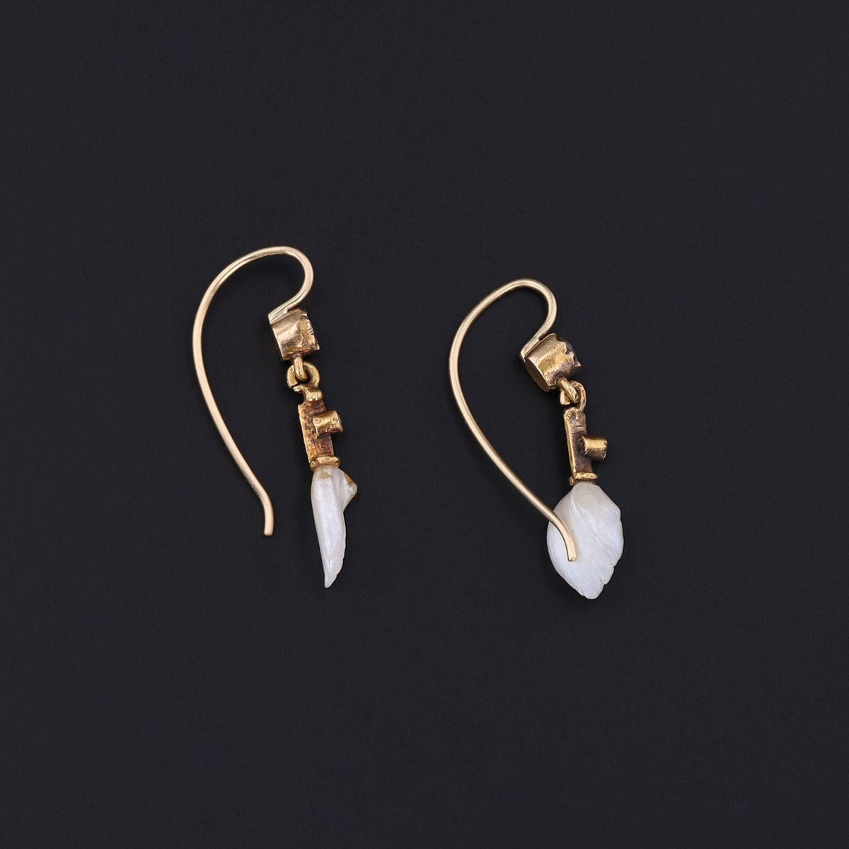Antique Pearl and Diamond Conversion Earrings of 14k Gold - Trademark Antiques