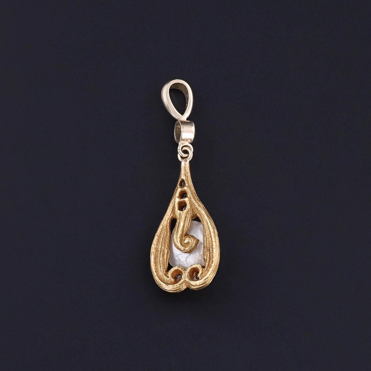 Antique Pearl and Diamond Pendant of 14k Gold - Trademark Antiques