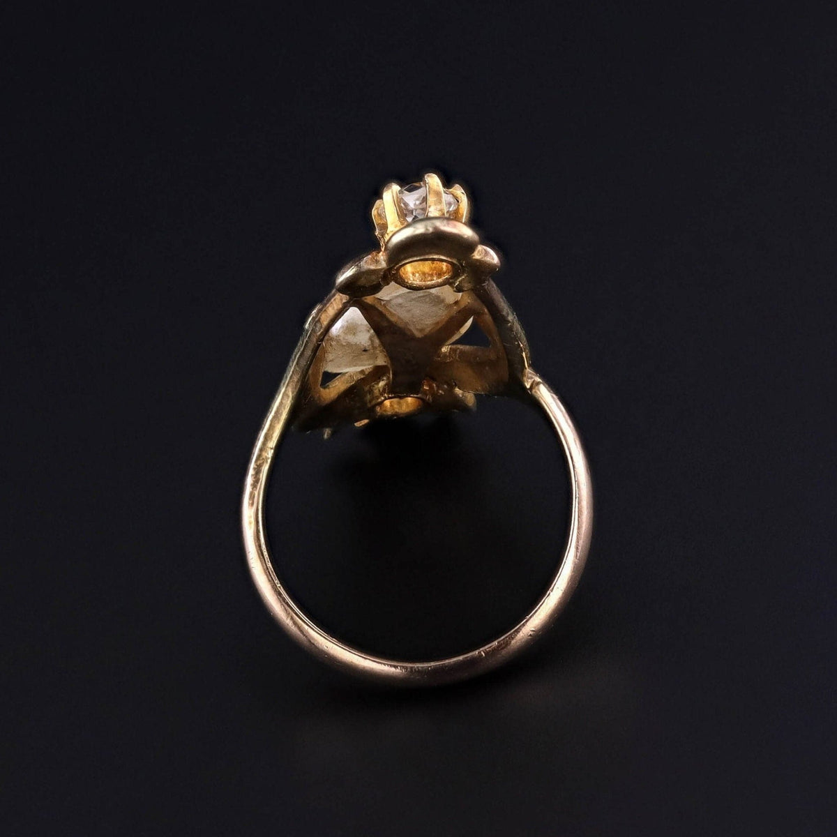 Antique Pearl and Diamond Ring of 10k Gold - Trademark Antiques