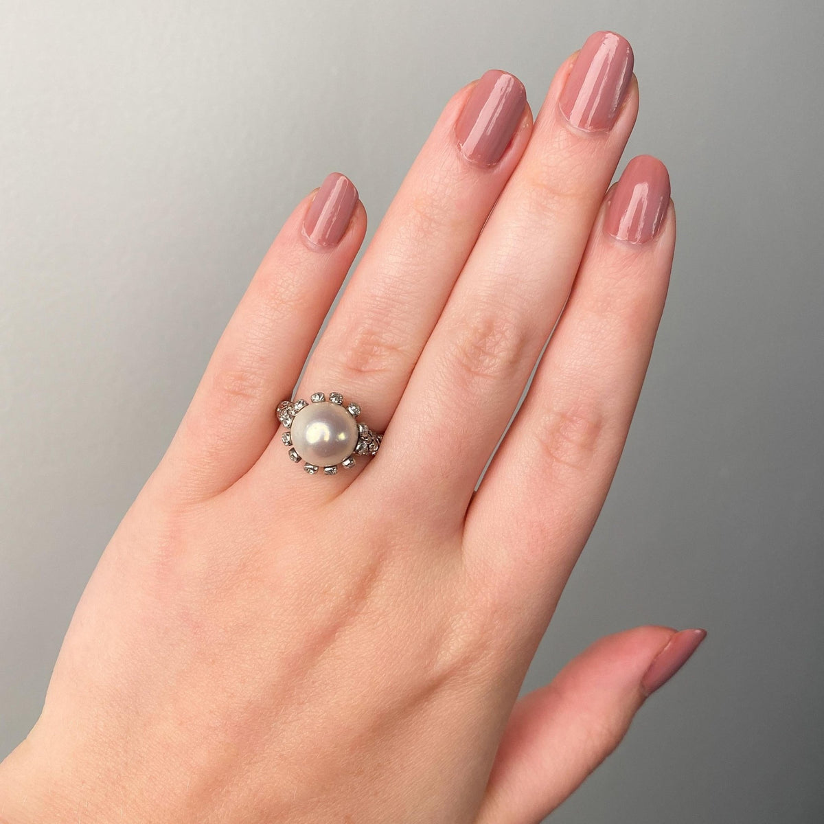 Antique Pearl and Diamond Ring of Gold and Platinum - Trademark Antiques