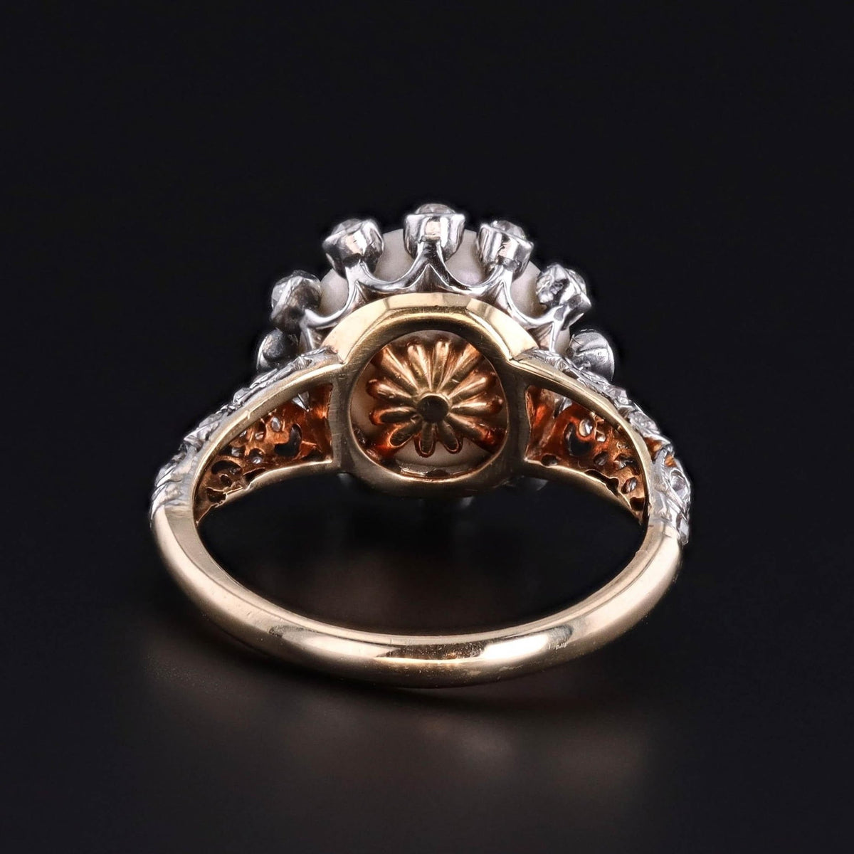 Antique Pearl and Diamond Ring of Gold and Platinum - Trademark Antiques