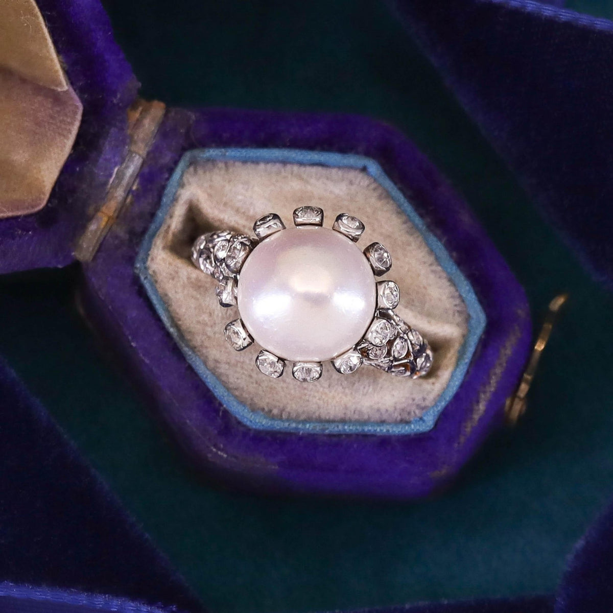 Antique Pearl and Diamond Ring of Gold and Platinum - Trademark Antiques
