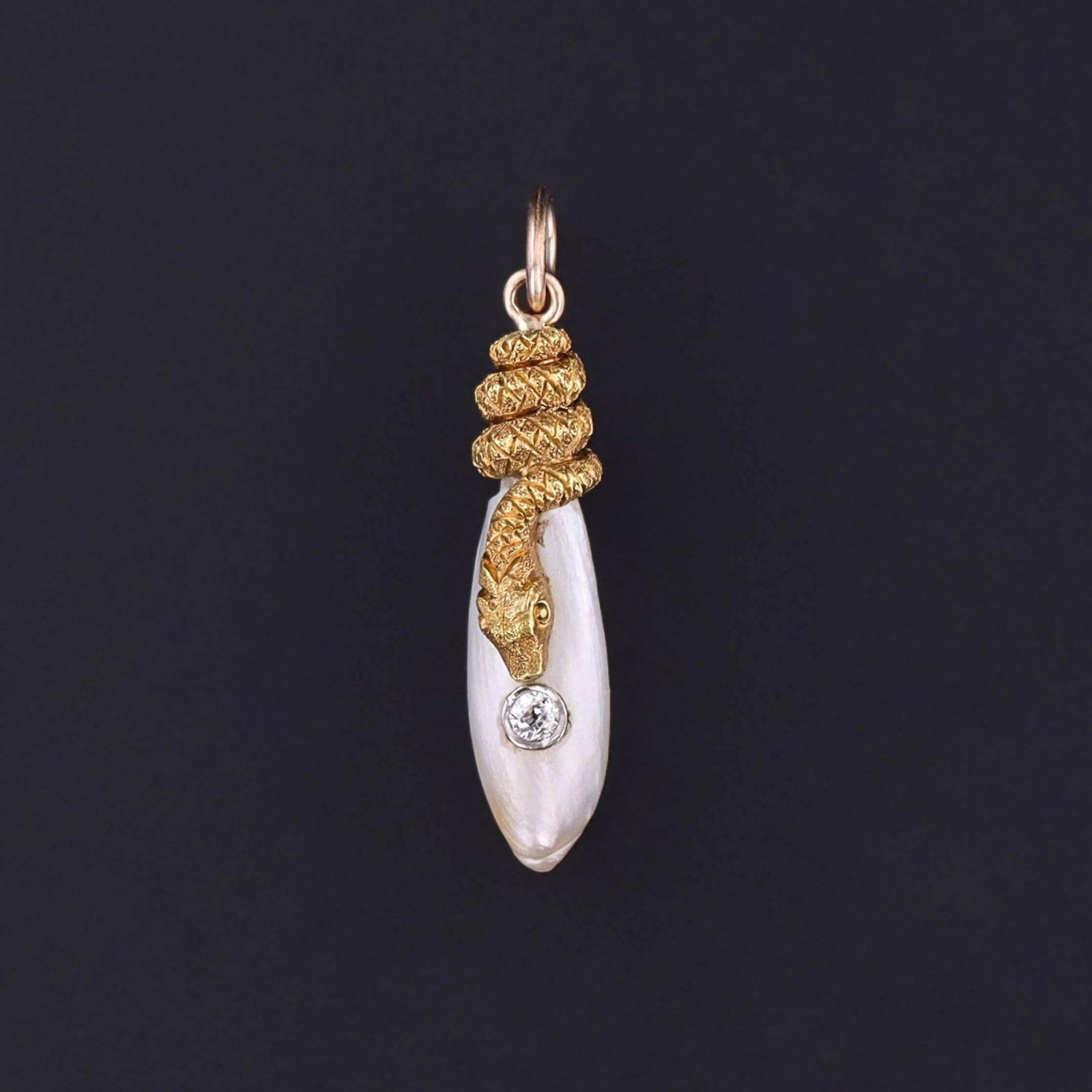 Antique Pearl and Diamond Snake Charm - Trademark Antiques