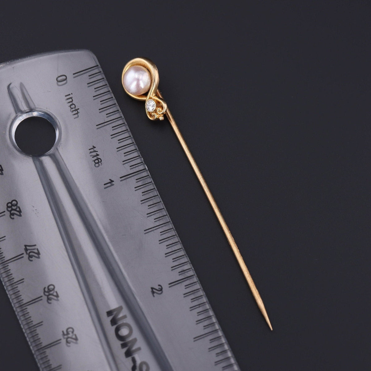 Antique Pearl and Diamond Stickpin of 14k Gold - Trademark Antiques