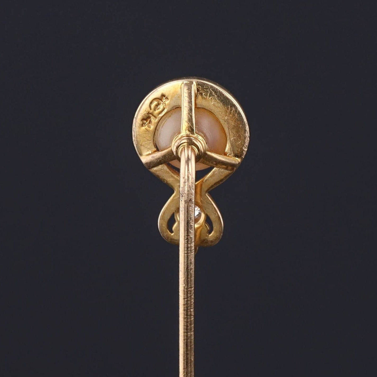 Antique Pearl and Diamond Stickpin of 14k Gold - Trademark Antiques