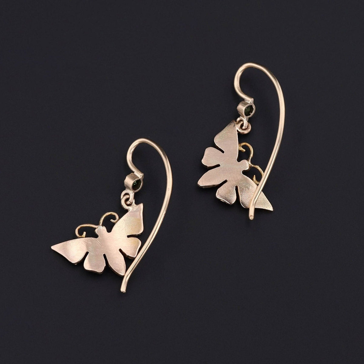 Antique Pearl and Garnet Butterfly Conversion Earrings of 14k Gold - Trademark Antiques