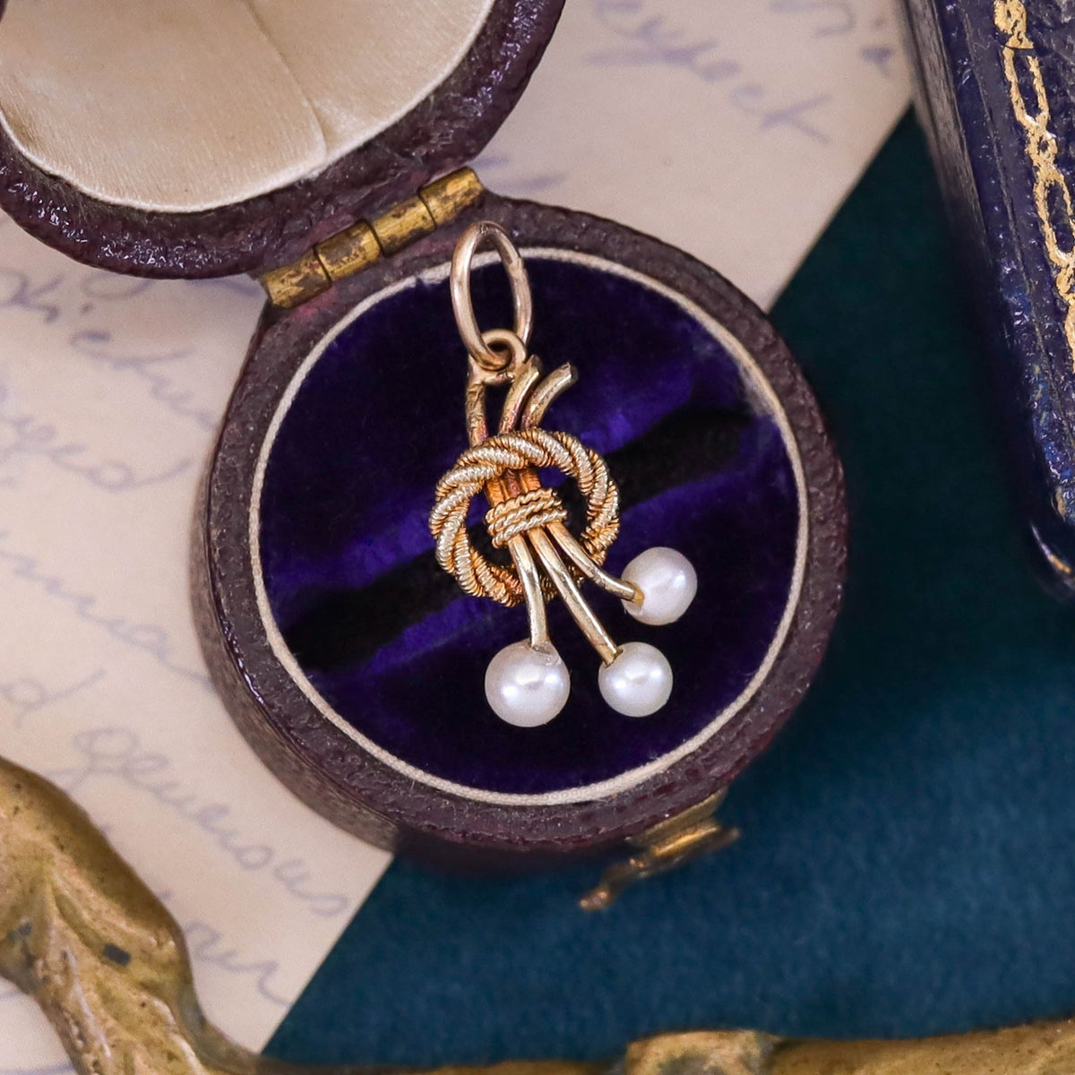 Antique Pearl Charm of 14k Gold - Trademark Antiques