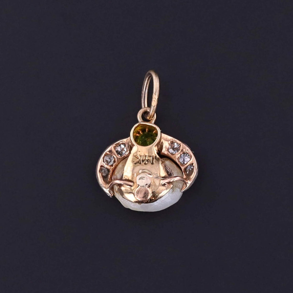 Antique Pearl Charm of 14k Gold and Platinum - Trademark Antiques