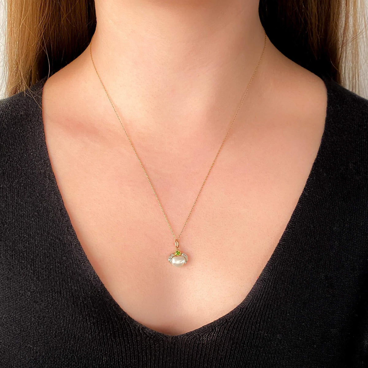 Antique Pearl Charm of 14k Gold and Platinum - Trademark Antiques